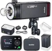 Godox AD200Pro II, 200Ws TTL Pocket Flash With Improved Heat Dissipation, Color Screen, Bi-Color Modeling Light, 1/1 to 1/512 Wider Output, 500 Full Power Flashes