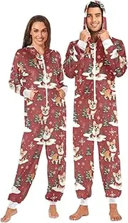 [ZZXXB] Corgi Dog Xmas Tree Onesie Pajamas for Adult Women Men Long Sleeves One Piece Onesies Hooded Sleepwear S - XL