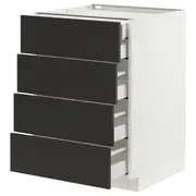 METOD / MAXIMERA base cb 4 frnts/2 low/3 md drwrs, white/Nickebo matt anthracite, 60x60x80 cm