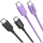 Laser 2m 60W USB-C to USB-C Cable Black/Purple 2 Pack