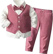 [Tiepant] Baby Boys Gentleman Outfits Suit Set Tuxedo Vest Wedding Party Suit 12 Months - 5 Years