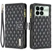 BINFEN COLOR Case For Xiaomi Redmi K70E 5G/Poco X6 Pro 5G, Zipper Wallet Stand Cover with Strap
