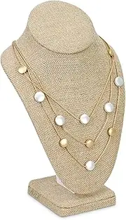 Ikee Design Linen Jewelry Necklace Display Bust 6 3/8W x 4 1/2D x 10 1/4H