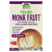 NOW Foods, Organic Monk Fruit, Zero-Calorie Sweetener, 70 Packets, 0.035 oz (1 g) Each