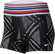 [Nike] Women`s Pro Dri-FIT Printed Compression Training Shorts (Black(CJ3128-010)/Red, Small)