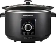 [Morphy Richards] 3.5L Easy Time Slow Cooker, Automatic Heat Settings, Keep Warm Mode, Hob Proof, Countdown Indicator, Dishwasher Safe Pot, Matte Black, 460021