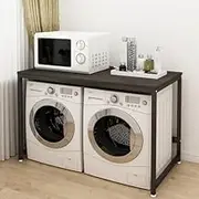 Laundry Room Storage Cabinet with Double Stand for Washing Machine and Toilet 128 * 60 * 99cm Holds up to 150kg Nero Black