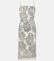 [Jacques Wei] Jacques Wei Floral embellished silk-blend slip dress AU 12 silver