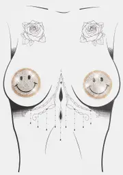 [Neva Nude] Smiley Face Reusable Rhinestone Pasties