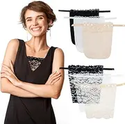[Fantasyon] 6 Pieces Lady Lace Clip-on Mock Camisole Bra Insert Overlay Modesty Panel Vest Lace Privacy Invisible Bra for Woman - One Size(Skin Color, White, Black, Black, Skin, White, One size