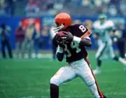 Wide receiver Duriel Harris Cleveland Browns catches a pass during- Old Photo