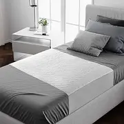 Lynmark® 2x Washable Bed Protector/Pad with Tucks - Single Bed Size, Premium Mattress protector for Incontinence & Bed wetting, 100% Waterproof mat, Absorbs up to 8 Cups, 90x85 cm White