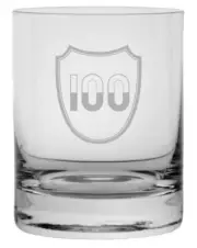 100th Infantry Division Military Etched 11oz Crystal Rocks Whisky Glass