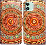 iPhone 12 Case,iPhone 12 Pro Case,Bcov Gold Mandala Pattern Leather Flip Phone Case Wallet Cover with Card Slot Holder Kickstand for iPhone 12/iPhone 12 Pro
