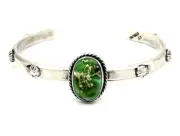 Navajo Sonoran Gold Turquoise Handmade Old Style Sterling Silver Bracelet Sale