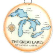 Great Lakes Map Christmas Tree Ornament - Art Glass Light Catcher