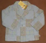 6 12 NWT Gymboree GARDEN PARTY Easter Blue Madras Patchwork Blazer JACKET Boys