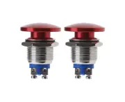 VGOL 2Pcs Red Mushroom Head Button Switch Waterproof Push Button Switch Aluminum Alloy Round Start Button Accessories for Car SUV Truck RV Boat 22mm