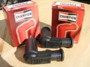 CHAMPION spark plug BOOTS x 2 PROU black non resistor caps BSA TRIUMPH AJS Ariel