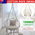 Beige Hammock Chair Hanging Swing Chair Cotton Macrame Rope Indoor Outdoor Chair