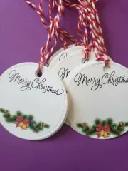 Round Christmas Gift Tags with strings (10) gift tags cardstock