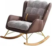Rocking Lounge Chair Upholstered Accent Glider Rocker for Nursery,Modern Chaise Lounge Indoor with Pillow,Recliner Lazy Chair with Solid Wood Legs (Color : Brown)