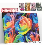 Paint By Numbers Kit Flowers Abstract Home Wall Beginner Adult DIY Brush Kids
