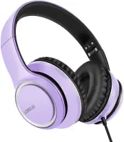 Over-Ear Wired Headphones with Microphone with 1.45m-Tangle-Free Nylon Line & 3.