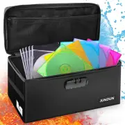 CD Storage Box with Lock,Water-Resistant and Fireproof CD Storage Holds up to 16
