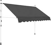 [vidaXL] Retractable Outdoor Manual Patio Awning, Anthracite Fabric with PU Coating and Steel Frame, Water and Dirt Repellent, 300 cm Width