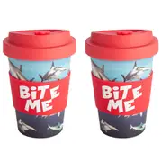 2PK Shark Bay Eco-To-Go Bamboo 470ml Reusable Travel Coffee Cup 6.5x14.5cm Shark