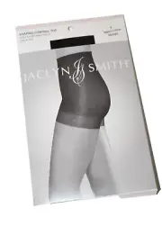 Jaclyn Smith Midnight Black Shaping Control Top Silky Sheer Pantyhose Size B