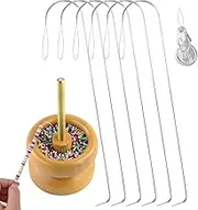 7 Pcs Stainless Steel Bead Needle, Easy-Grip Curved Needles for String Beads, Big Eye Beading Needle for DIY and Family Activities, Beading Needles Match with Bead Spinner