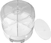 Rotating Rice Dispenser 13.2lb Capacity Airtight 6 Grid Dry Food Storage Container (白)