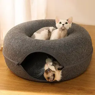 甜甜圈造型貓窩 貓咪隧道探索玩具 躲貓貓 寵物睡床(多色可選)