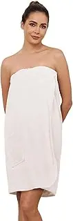 [Komfokore] Women's Knee-Length Bathrobe with Button Closure - Lightweight Spa Coat with Adjustable Closure & Practical Side Pockets