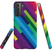 For Samsung Galaxy S22+ Plus Case, Armour Cover, Lined Rainbow
