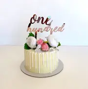 Acrylic Rose Gold 'one hundred' Cake Topper