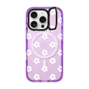 iPhone 16 Pro Impact Ring Stand Case MagSafe Compatible Ditsy Daisies - White