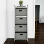4-Drawer Fabric Dresser Slim Clothes Storage Organizer Rolling Cart for Closet