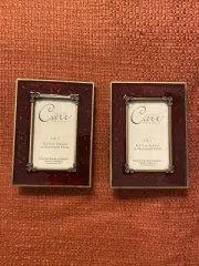Carr Photo Frames 2x3 Set Of 2 Cranberry And Gold With Ornate Detail