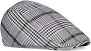 [Kweca] Men's Plaid Flat Cap, 100% Cotton, 57 cm