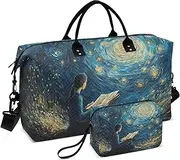 [ZRYSMY] Starry Woman Book Duffel Bag for Traveling, Travel Bag Gym Bag, with Multiple Interior Pockets Shoulder Weekender Bag for Women Men with Toiletry Bag 20.5L x 1.9W x 13.8H, Multi-Colored, one