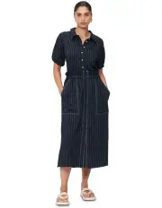 [Veronika Maine] Pinstripe Paperbag Skirt in Ink