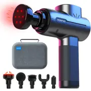 Renpho Massage Gun With Heat, Percussion Muscle Mini Massage Gun For Athletes, Handheld Deep Tissue Massager With 3200Rpm Motor, 5 Massage Head, 5 Speed, Carry Case