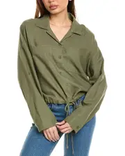 LNA Alpine Linen-Blend Button-Up Shirt