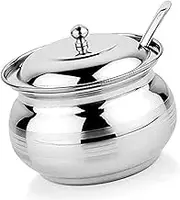 Stainless Steel Small Pot Storage Capacity 200 ml Pot for Oil Ghee, salt, tea, coffee, spices, dry fruits, sugar (1) Size- Inch- Length- 3.5 x Width- 3.5 x Height- 3