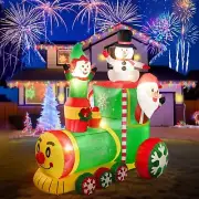 Christmas Santa Snowman Elf Train Airblown Inflatable Decor Blow Up Holiday Xmas