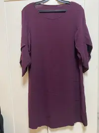 在飛比找Yahoo!奇摩拍賣優惠-eileen fisher紫色重磅真絲連身裙，顏色超美稀少，