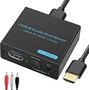 HDMI Audio Extractor 4k HDMI Optical Splitter Adapter Converter 3.5 mm Stereo + L/R Audio Out Supports 5.1 HDCP 3D 1080P Dolby Digital DTS PCM